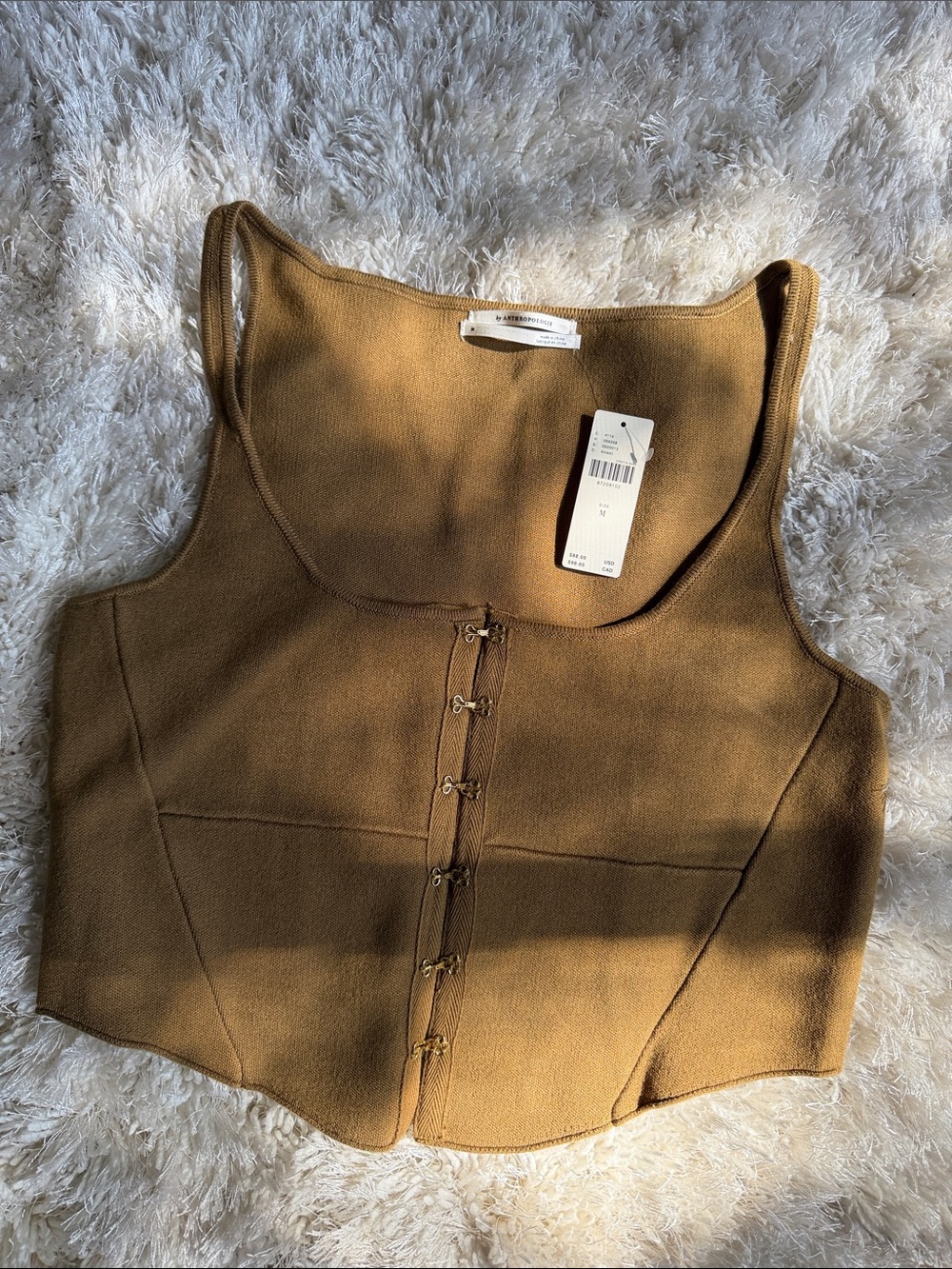 NWT By Anthropologie Khaki Structured Knit Corset Top - Picture 5 of 9